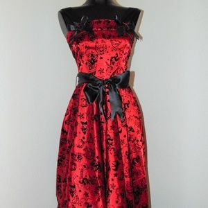 Red & Black Hell Bunny Bow Design Dress in sz XS